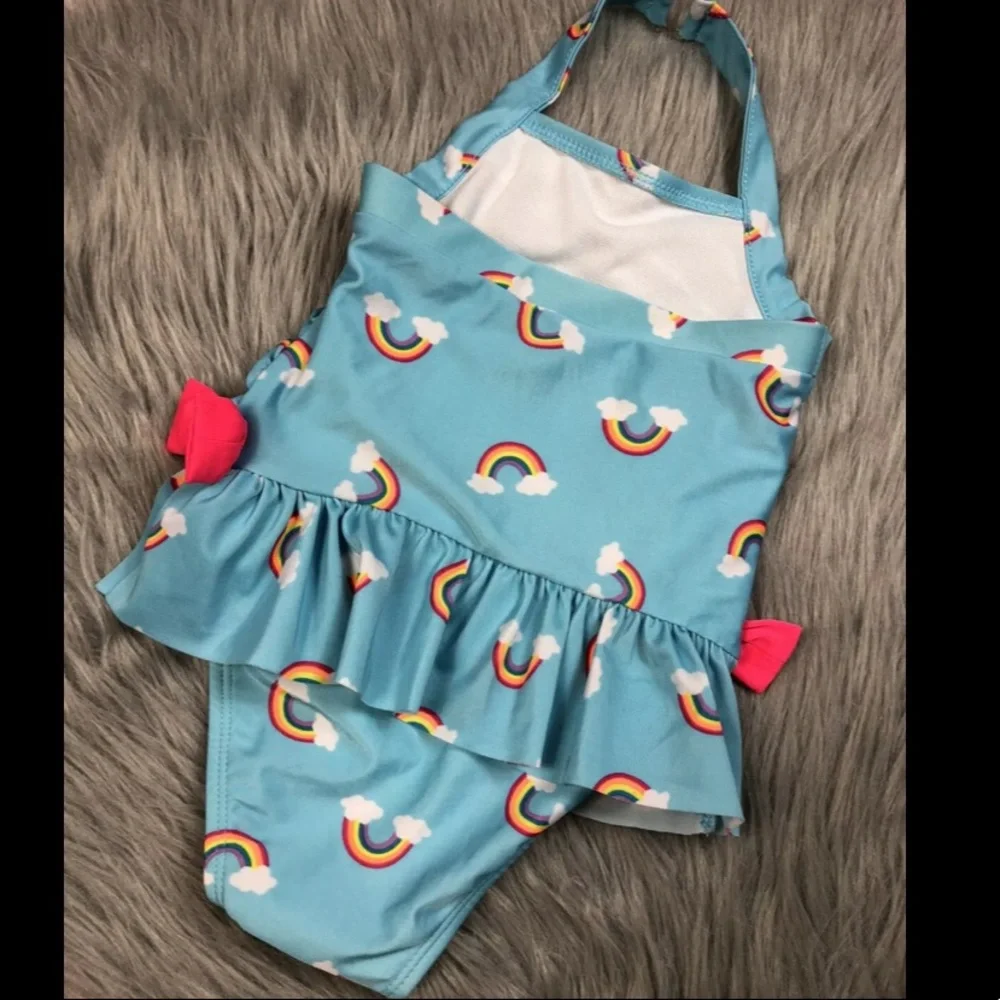Cat Jack Baby Girls Blue Rainbow Swimsuit 18m